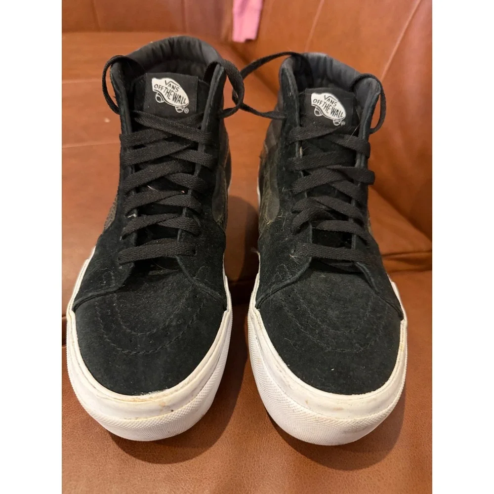 Vans Sk8-Hi MTE Platform Black Leather Suede Zebra Stripe Men 6 Women 7.5